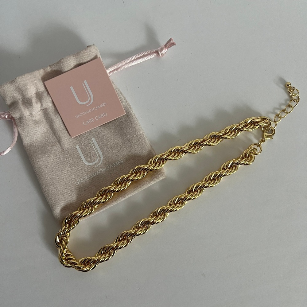 NWOT Uncommon James On Board Necklace Gold Twisted Rope Chain Chunky Statement - Picture 4 of 9